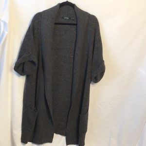 Lauren Women’s cardigan sweater (M), 3/4 sleeves, grey.